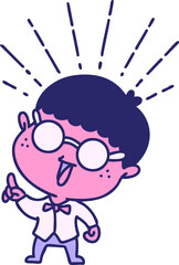 illustration of a traditional tattoo style man with genius idea in bright neon color