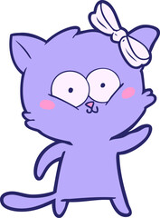 cartoon cat in bright neon color