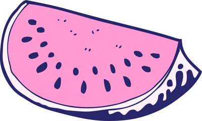 cartoon watermelon slice in bright neon color