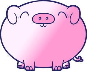 cartoon pig in bright neon color