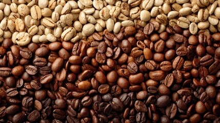 Coffee beans in various stages of roasting