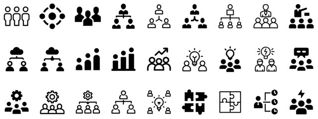 Team Set of Web Icons | HR, Collaboration & Organization Icons for Business & Apps