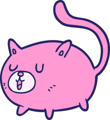 cartoon happy cat in bright neon color