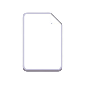 Blank document page icon with folded corner isolated on transparent background
