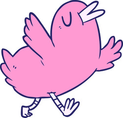 cartoon happy bird in bright neon color