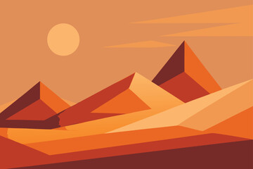 Abstract Desert Landscape in Geometric Shapes