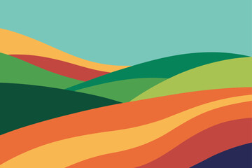 Abstract Color Field Landscape with Gentle Hills