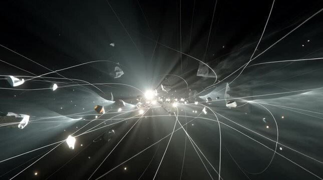 Abstract background with lights and lines. Technological and abstract concepts.