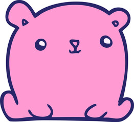 cute cartoon bear in bright neon color