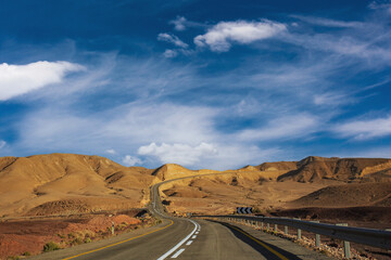 Scenic Desert Road in Israel Under Blue Sky