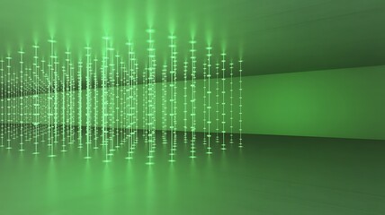 Obraz premium Glowing Green Light Columns Abstract background bright