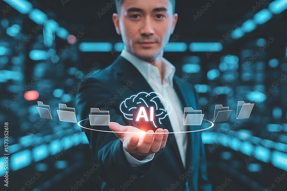 Poster business progress and the success of the mixed media goals (3d graphics). artificial intelligence te