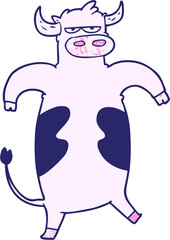 cartoon bull in bright neon color