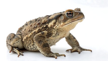 Fototapeta premium Common toad isolated on a white background. AI GENERATED. 