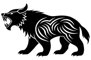 Tribal Viking Wolf Design &ndash; Norse Animal Symbol Silhouette