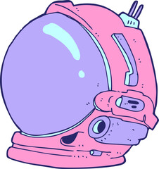 cartoon astronaut helmet in bright neon color