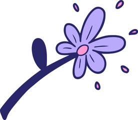 cartoon flower in bright neon color