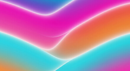 Obraz premium Abstract flowing curves of vibrant neon pink orange and cyan colors with soft glowing edges