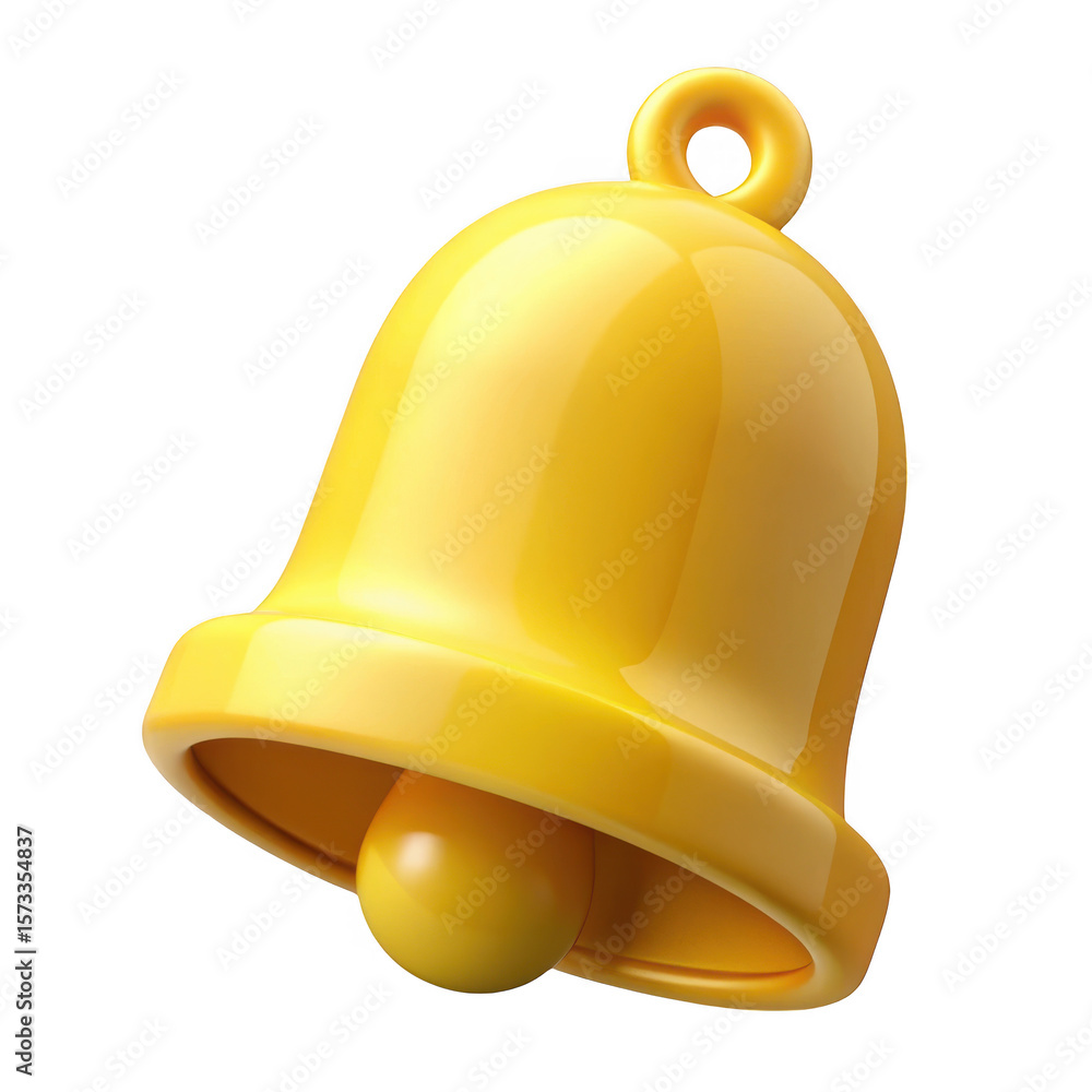 Aufkleber shiny yellow bell icon with a loop for hanging isolated on transparent background