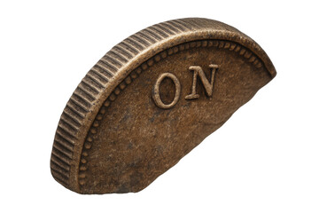 Old one cent coin with transparent background, antique penny isolated detail