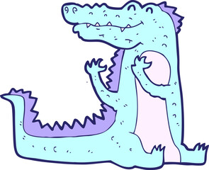 cartoon crocodile in bright neon color