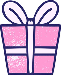 hand drawn quirky cartoon present in bright neon color