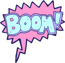 freehand drawn speech bubble cartoon boom symbol in bright neon color