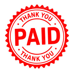 Red Distressed Round Rubber Stamp with Paid Thank You Text
