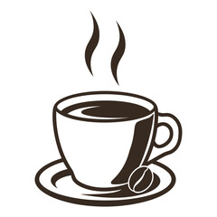 Coffee cup icon with steam hot beverage illustration