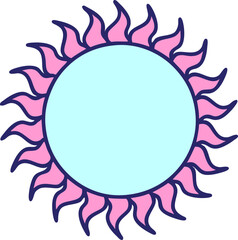 iconic tattoo style image of a sun in bright neon color