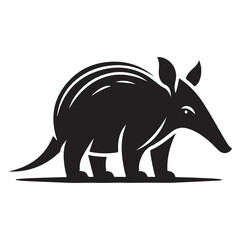 Minimal Black Aardvark Silhouette Vector Icon