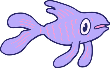 cartoon fish in bright neon color