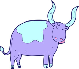 cartoon ox in bright neon color