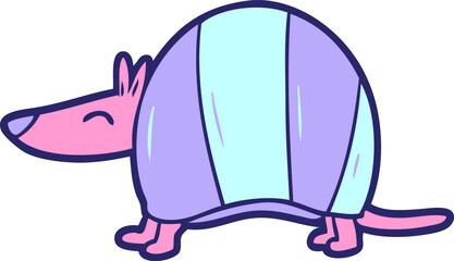 cartoon armadillo in bright neon color