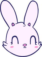cartoon bunny face in bright neon color