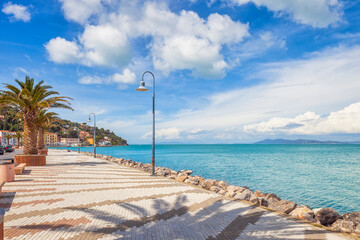 Seafront promenade in Porto Santo Stefano, Argentario, Tuscany, Italy.