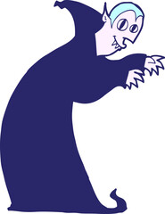 cartoon spooky vampire in bright neon color