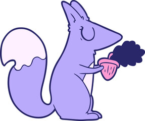 cartoon squirrel in bright neon color