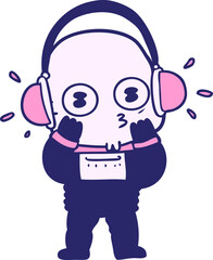 cartoon weird bald spaceman in bright neon color