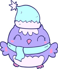 cute christmas owl in bright neon color