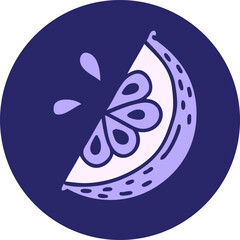 iconic tattoo style image of a slice of lemon in bright neon color