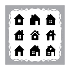 Set of House and Home Icons in Vector Style for Real Estate and Architecture Design