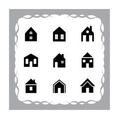 Set of House and Home Icons in Vector Style for Real Estate and Architecture Design