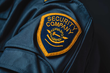 Close-up of Security Company Badge on Uniform