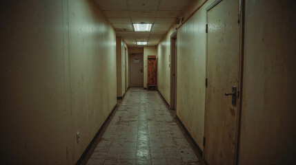 Abandoned Hallway in Dim Light