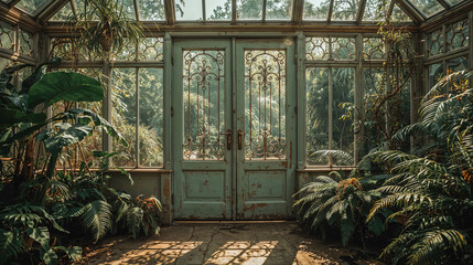 Vintage Greenhouse with Lush Greenery