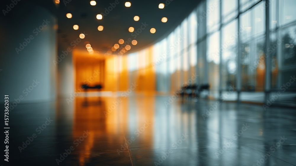 Poster a modern architecture office space interior with an abundance of natural lighting creating depth and