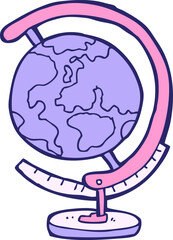 cartoon globe in bright neon color
