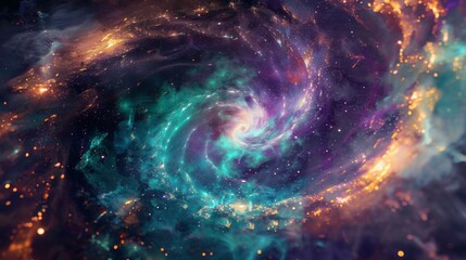 Abstract Space Nebula Background with Swirling Lights