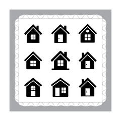 Set of House and Home Icons in Vector Style for Architecture and Real Estate Design